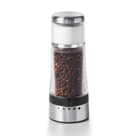 OXO Good Grips 2-in-1 Salt & Pepper Grinder & Shaker keeps seasoning within reach at meals