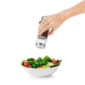 OXO Good Grips 2-in-1 Salt & Pepper Grinder & Shaker refills salt from top and pepper from base