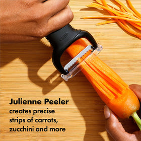 OXO Good Grips 2-Piece Peeler Set sharp stainless steel blades resist rust for long-lasting prep.
