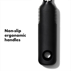 OXO Good Grips 2-Piece Peeler Set non-slip ergonomic handles stay comfortable and secure.