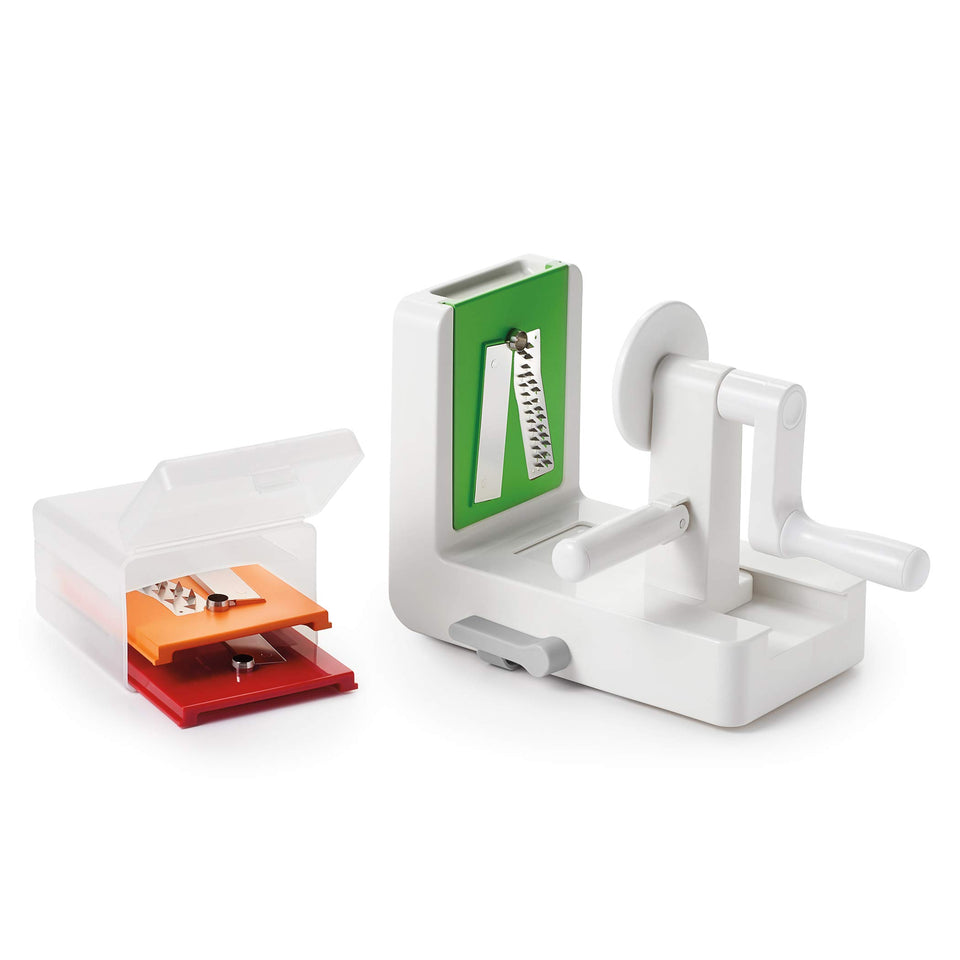 OXO Good Grips 3-Blade Tabletop Spiralizer assembly for quick, uniform vegetable noodles.