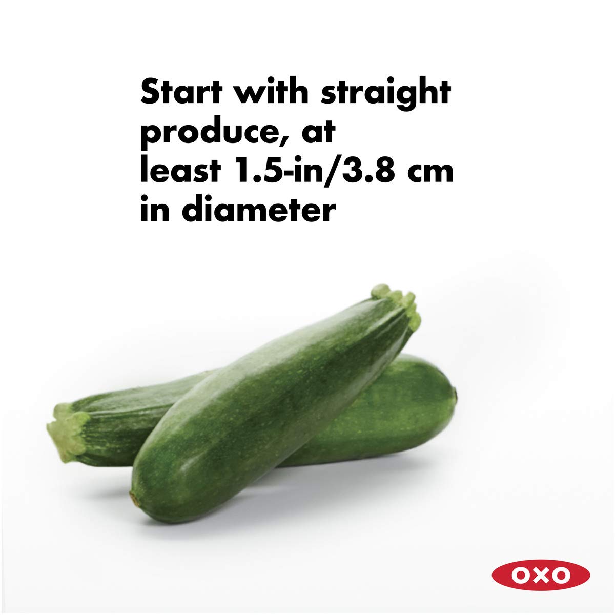 OXO Good Grips food holder with sharp teeth secures produce during spiralizing.
