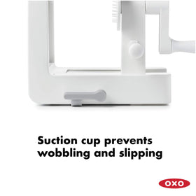 OXO Good Grips 3-Blade Tabletop Spiralizer spaghetti-cut blade creates slender noodles.