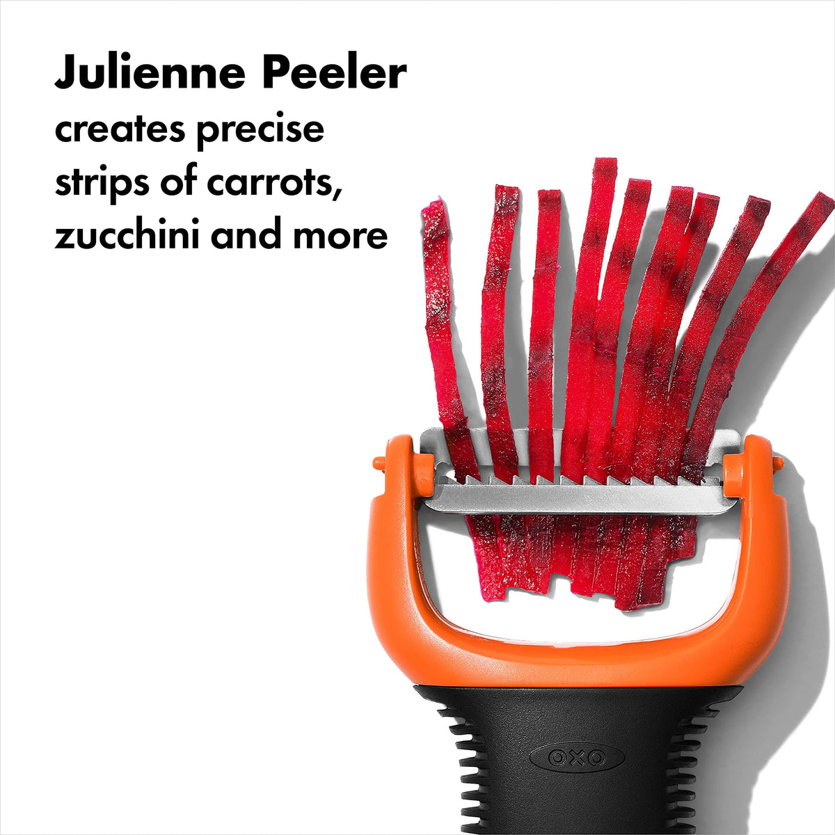 OXO Good Grips 3-Piece Peeler Set shows ergonomic handles for comfortable prep.