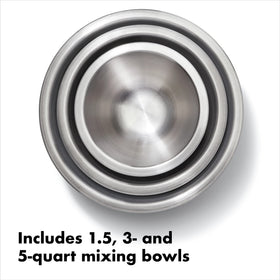 OXO Good Grips 3-quart stainless-steel mixing bowl, great for heavier batters and mixing.