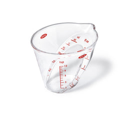 OXO Good Grips 60mL mini angled jug reads measurements from above for accuracy