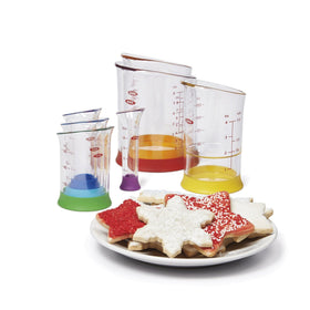OXO Good Grips beakers nested for compact storage.