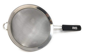 OXO Good Grips 8-Inch Fine Mesh Strainer with a secure loop for draining pasta.