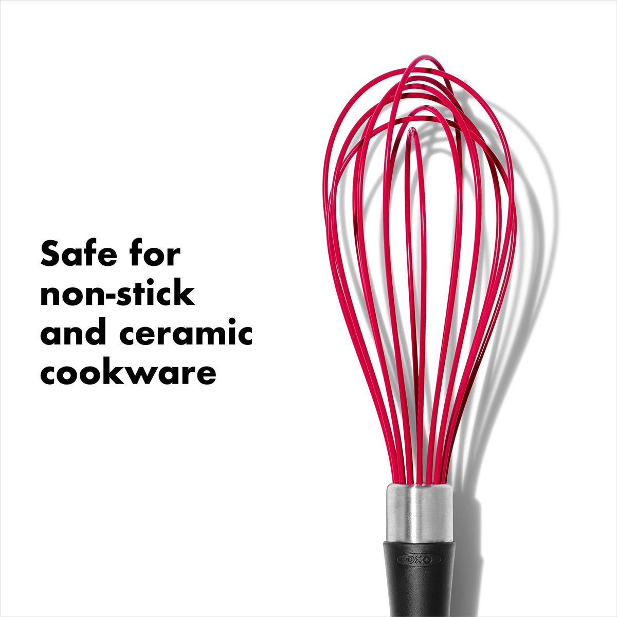 OXO Good Grips 9-Inch Silicone Whisk in use for pan deglazing.