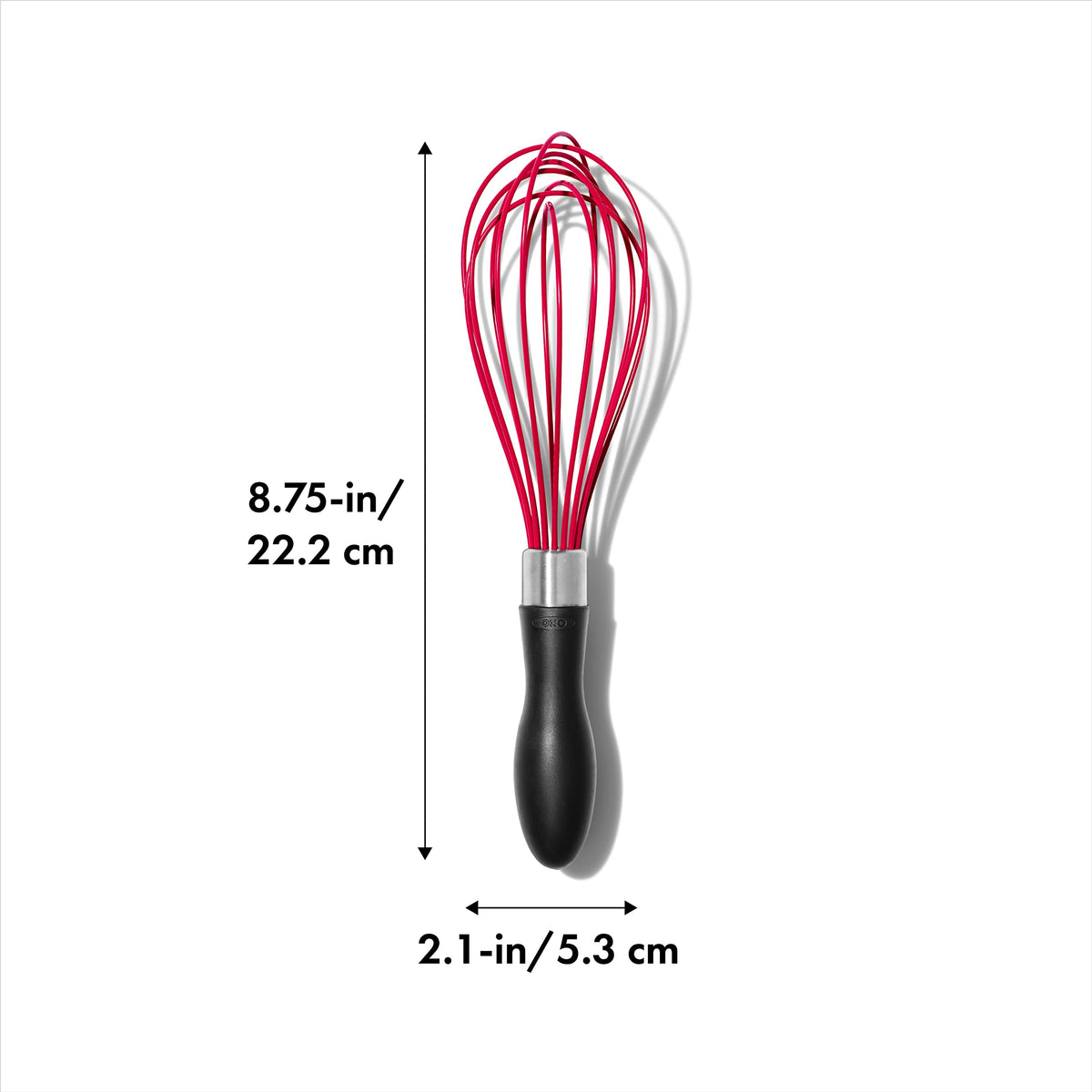 OXO Good Grips silicone whisk wires demonstrate even whisking and heat resistance.