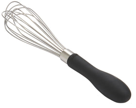 OXO Good Grips 9-Inch Whisk teardrop handle for secure grip even when hands are wet.