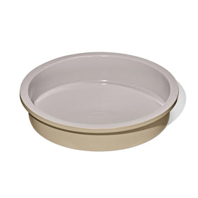 OXO Good Grips 9-inch round cake pan top view shows even browning and seamless food release.