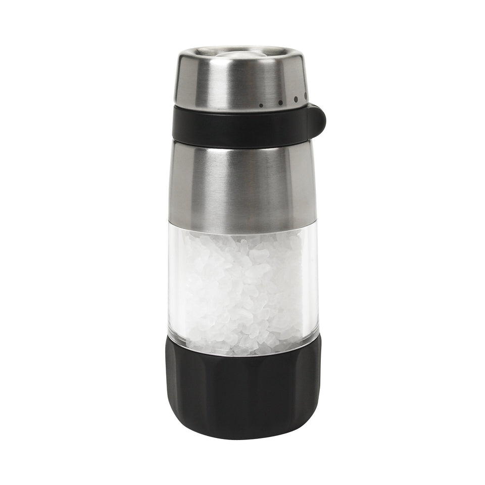 OXO Good Grips Accent Salt Grinder cap refill makes quick, mess-free refilling on the counter.