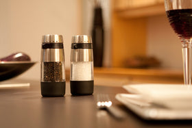OXO Good Grips Accent Salt Grinder ceramic grinder resists flavor transfer for clean salt flavor.