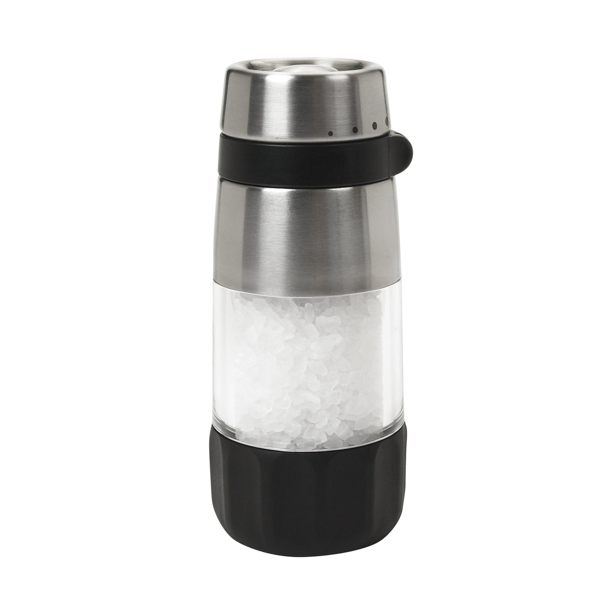 OXO Good Grips Accent Salt Grinder clear acrylic body shows contents at a glance.