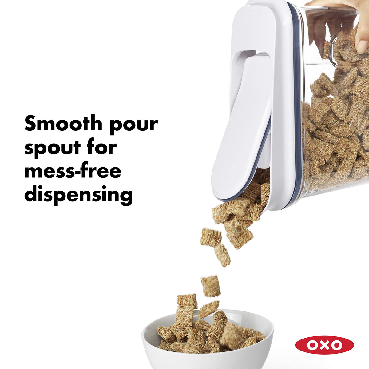 Slim, compact storage design of the OXO cereal dispenser