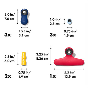 OXO Good Grips all-purpose clips with non-slip mouths seal bags and tidy papers.