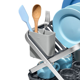 OXO Good Grips aluminum fold-flat dish rack adds a modern touch to any kitchen