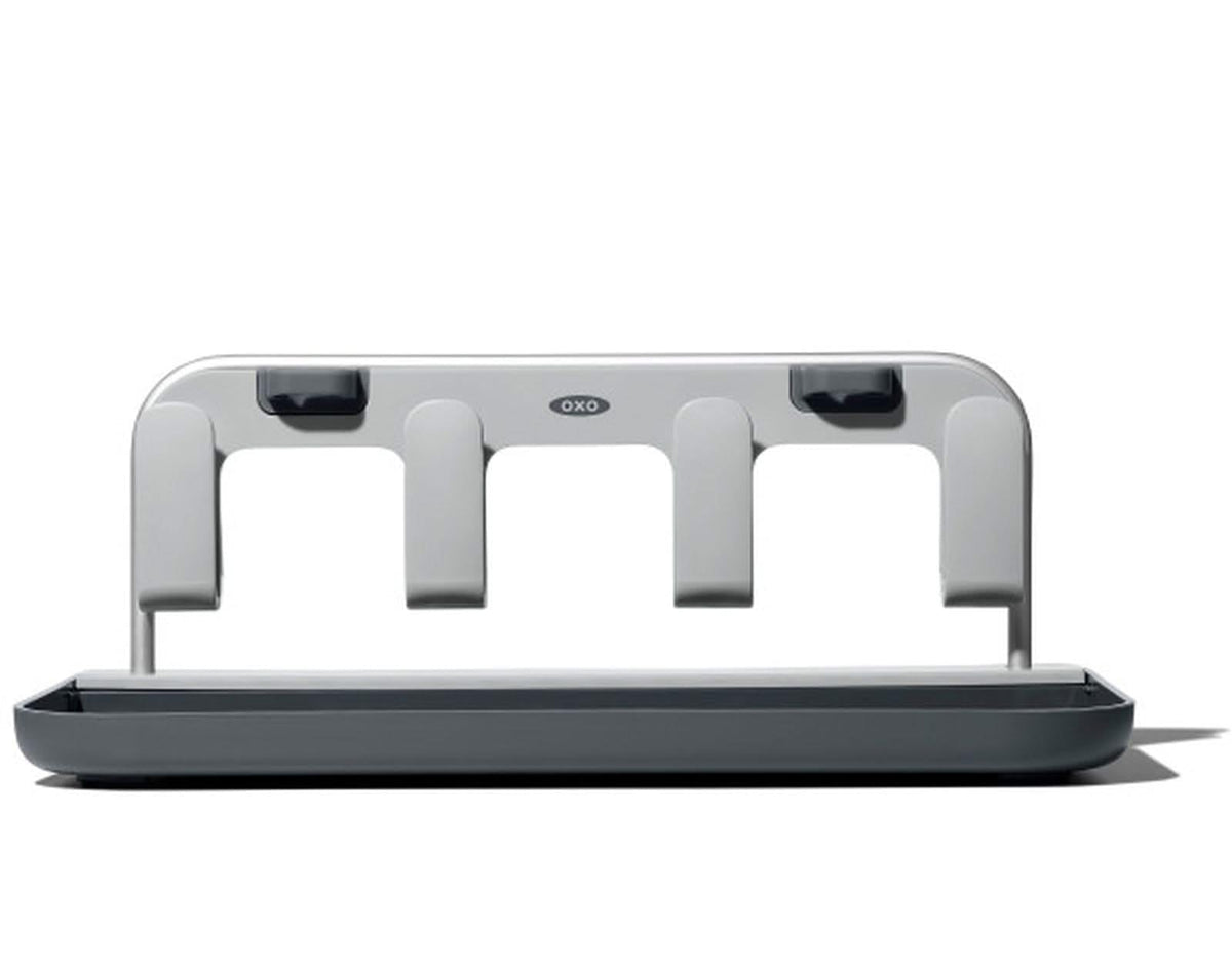 OXO Good Grips rack with straw holders elevates four straws for sanitary drying.