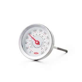 OXO Good Grips Analog Instant Read Thermometer face shows quick meat temperature readings.