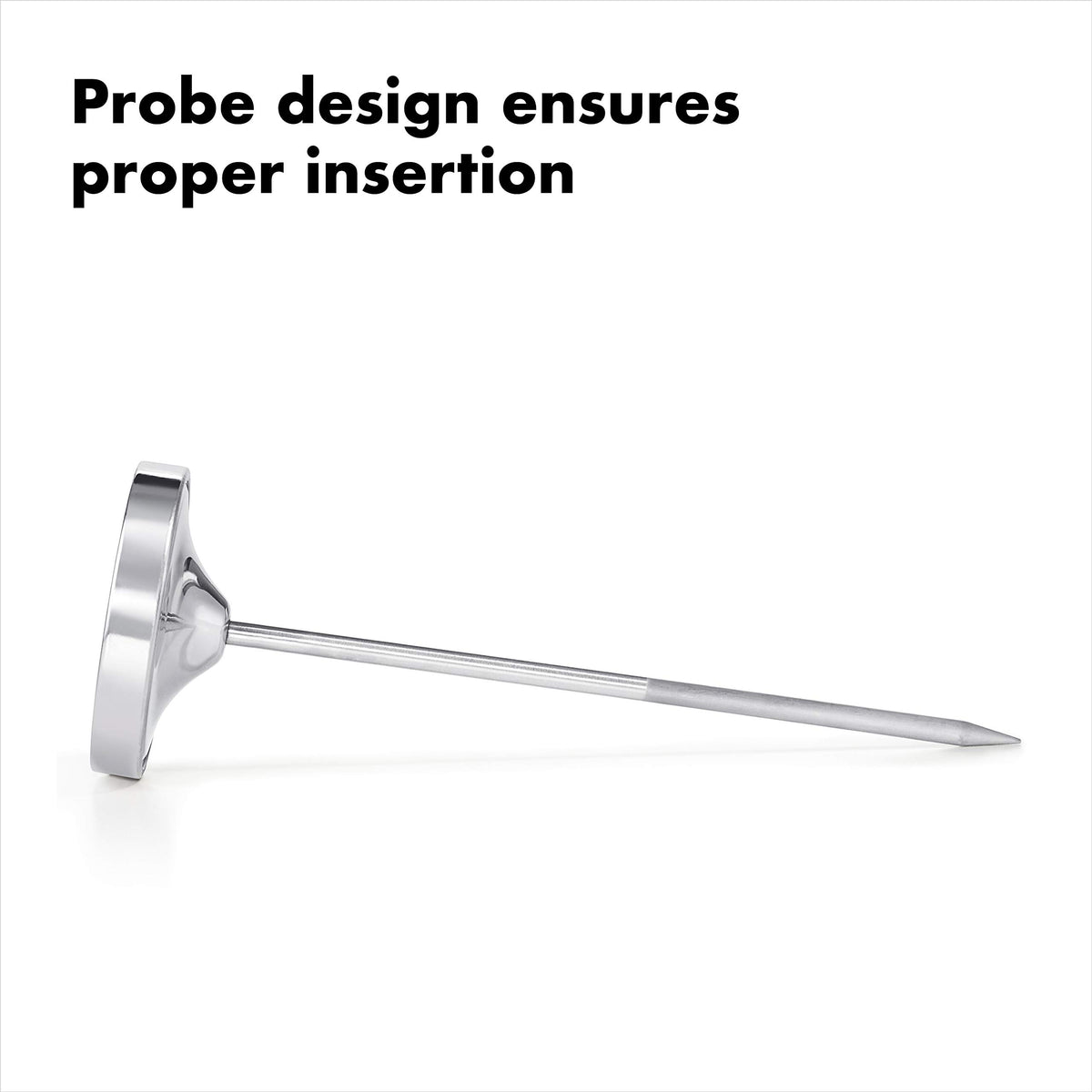 Insertion depth guide on the probe helps proper placement.