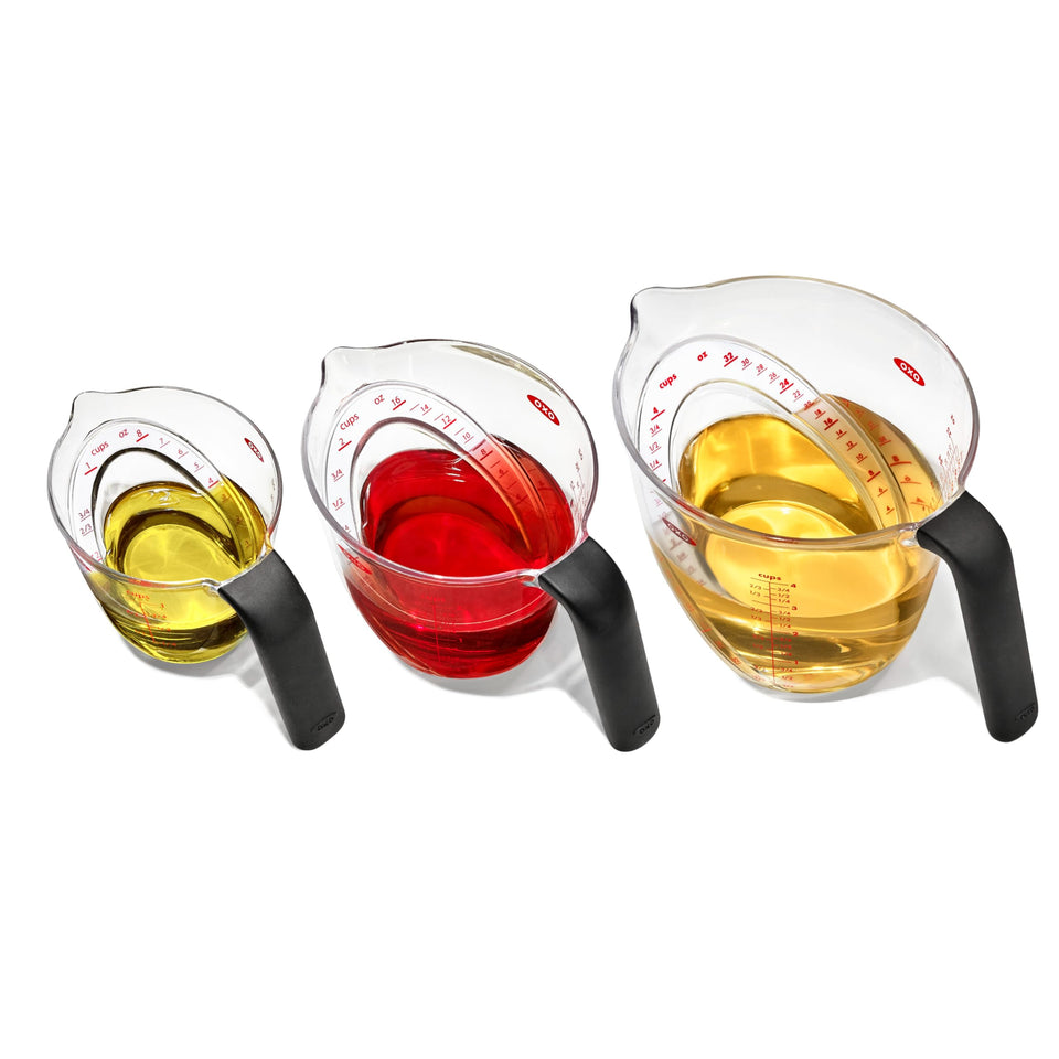 OXO Good Grips angled measuring cup 1-cup angle view for easy above-read measurements.