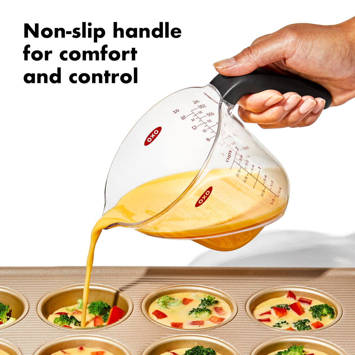 OXO Good Grips angled measuring cup set group view showing all sizes for versatile prep.