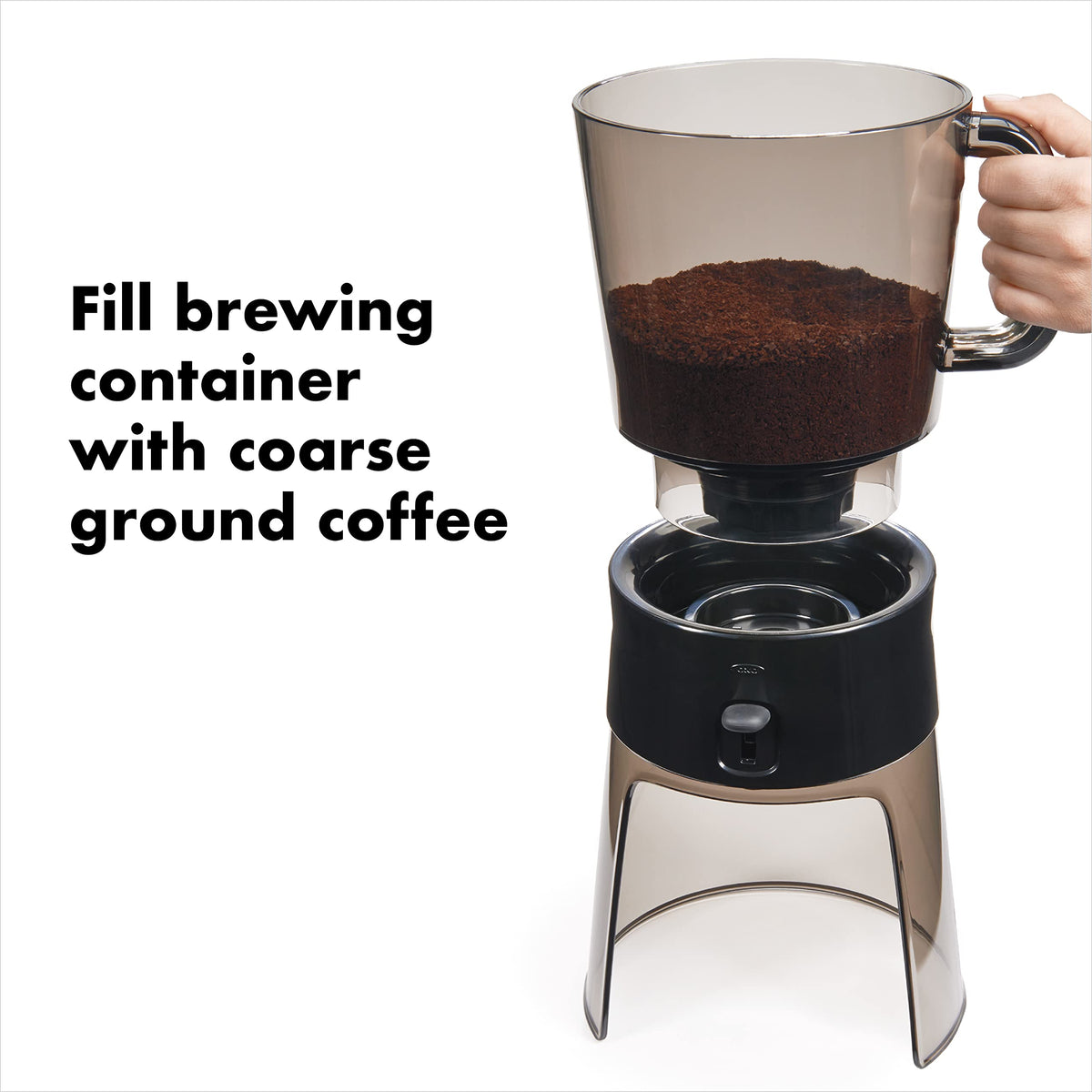 OXO Good Grips borosilicate carafe with measurement marks for precise portions.