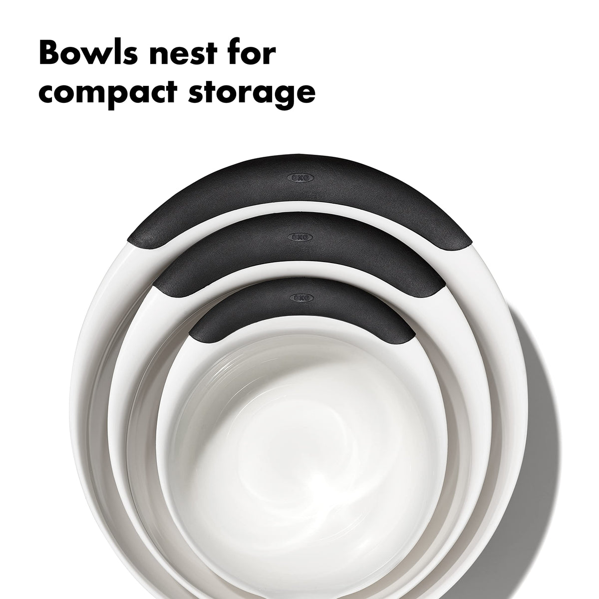 Non-skid bottom on the OXO Good Grips bowl stabilizes it on the counter.