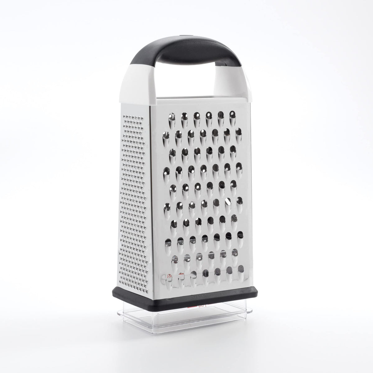 OXO Good Grips Box Grater detachable container catches and measures grated ingredients