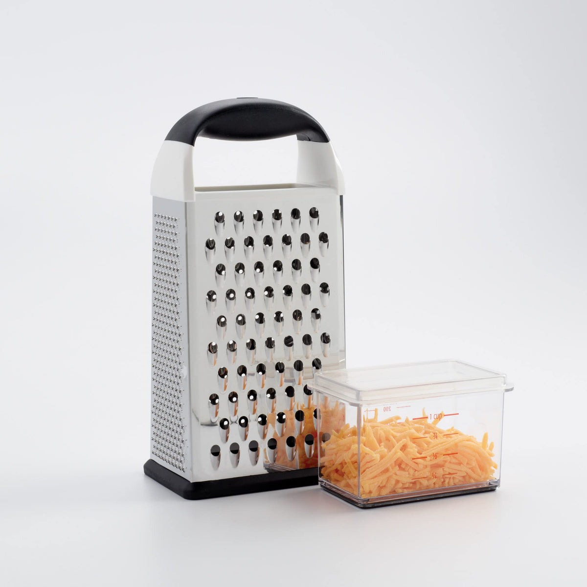 OXO Good Grips Box Grater slicing edge lets you shave ingredients directly onto a plate
