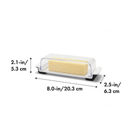 OXO Good Grips Butter Dish clear lid rests securely during transport.