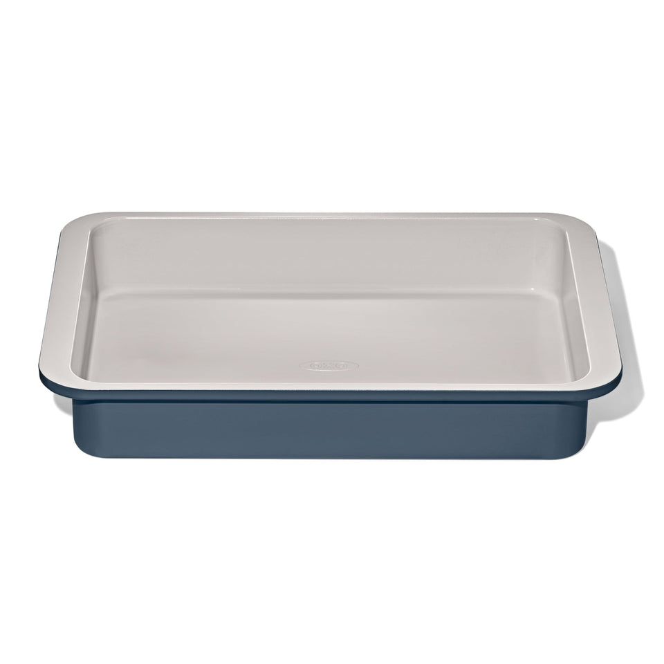 OXO Good Grips cake pan top view shows even browning and easy release
