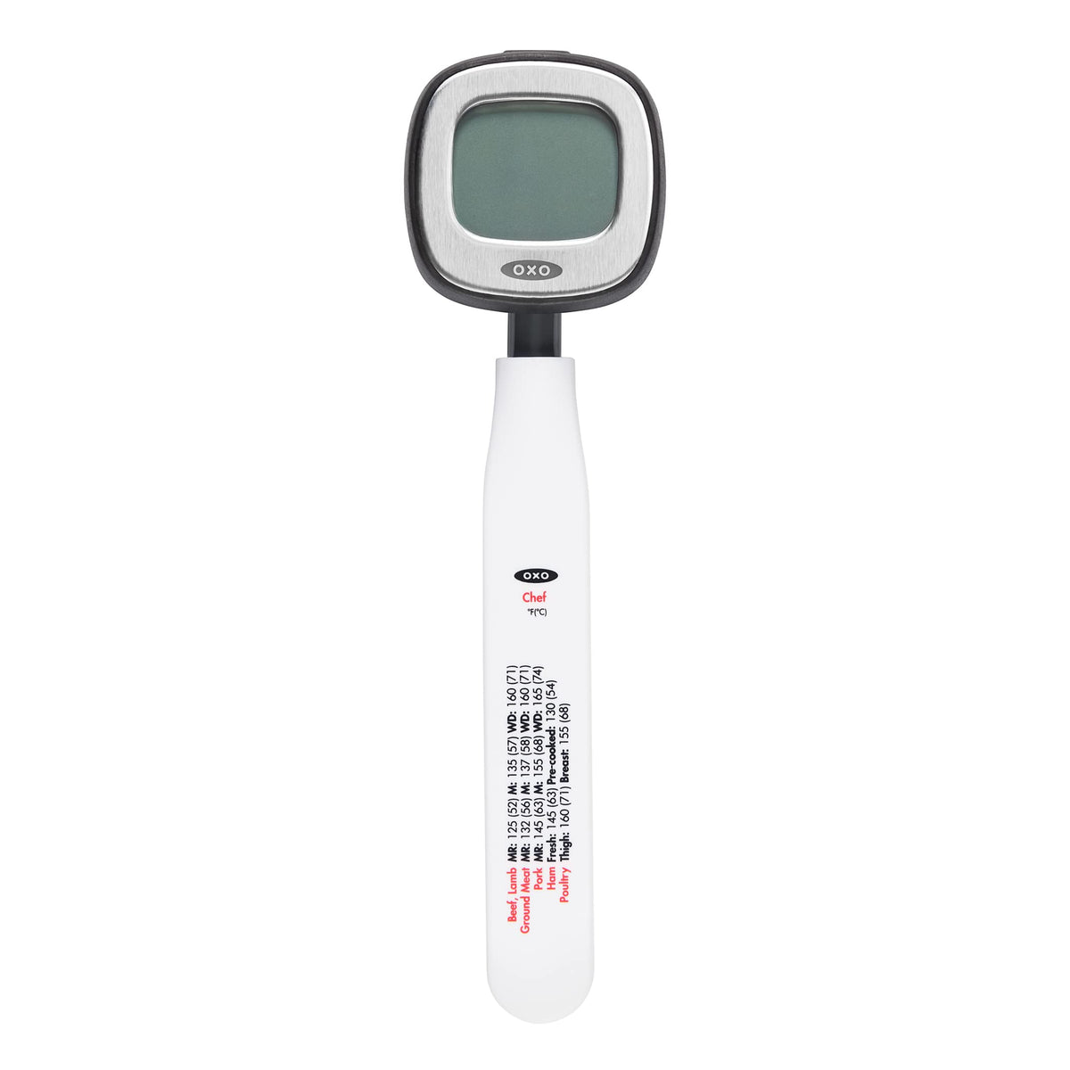 OXO Good Grips Chef's Precision thermometer angled view for fast, accurate readings