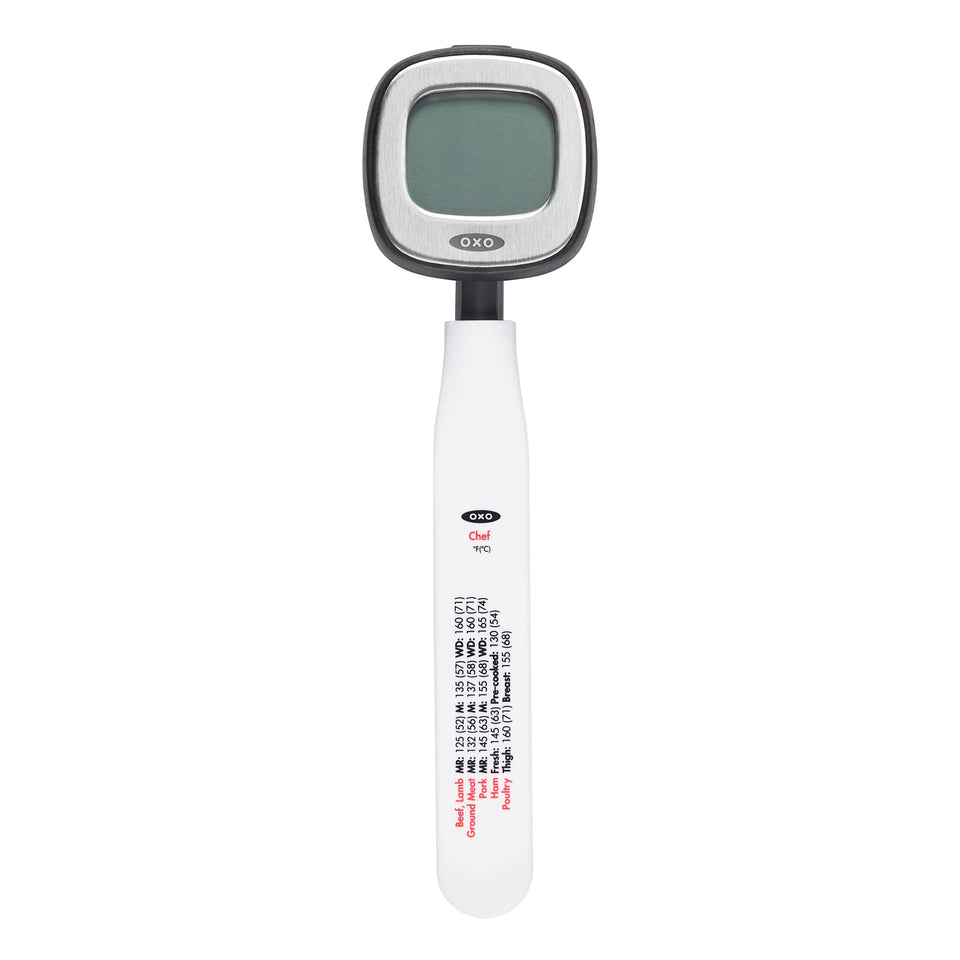 OXO Good Grips Chef's Precision thermometer angled view for fast, accurate readings