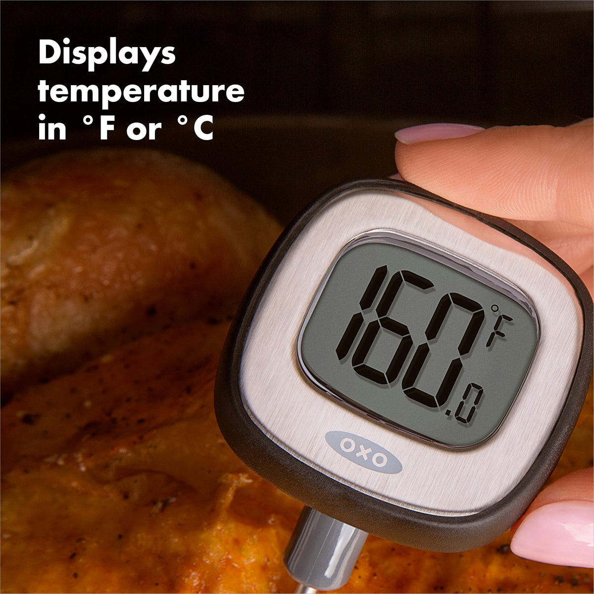 OXO Good Grips Chef's Precision thermometer probe cover with reference charts