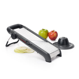 OXO Good Grips Chef's Mandoline 2.0 with indicator window for precise thickness control.