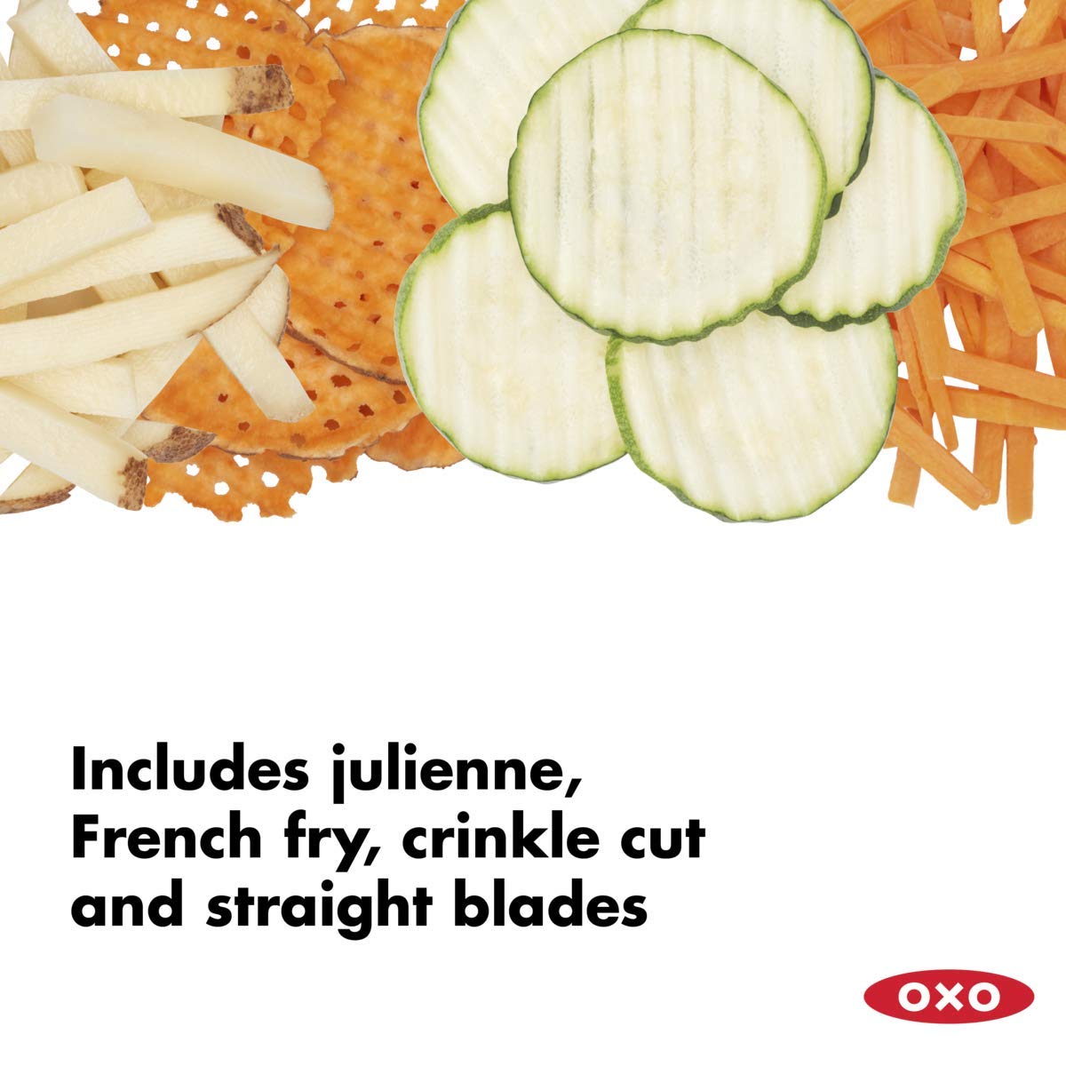 OXO Good Grips Chef's Mandoline 2.0 spring-loaded holder protects fingers during prep.