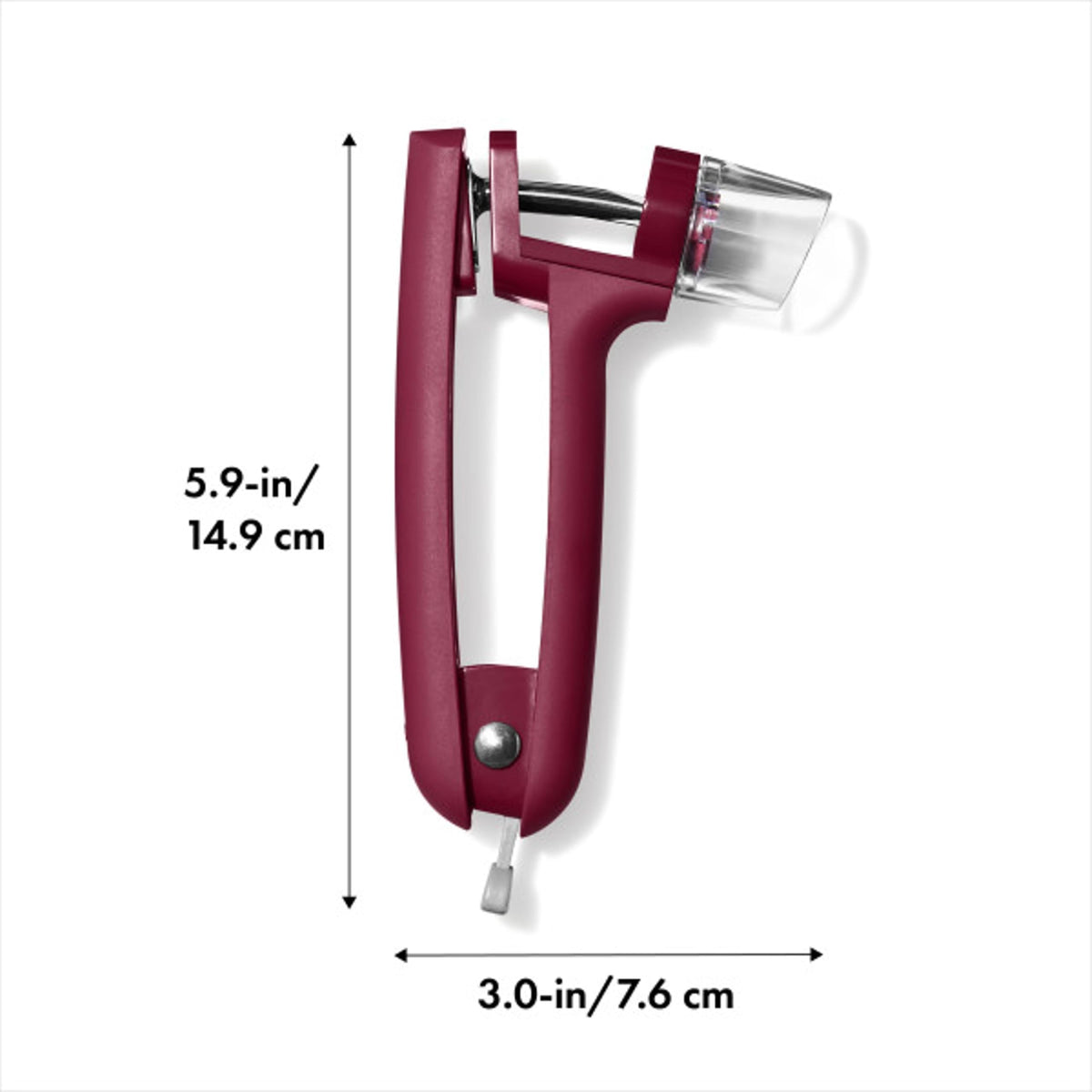 OXO Good Grips Cherry and Olive Pitter uses die-cast zinc construction for durable performance.