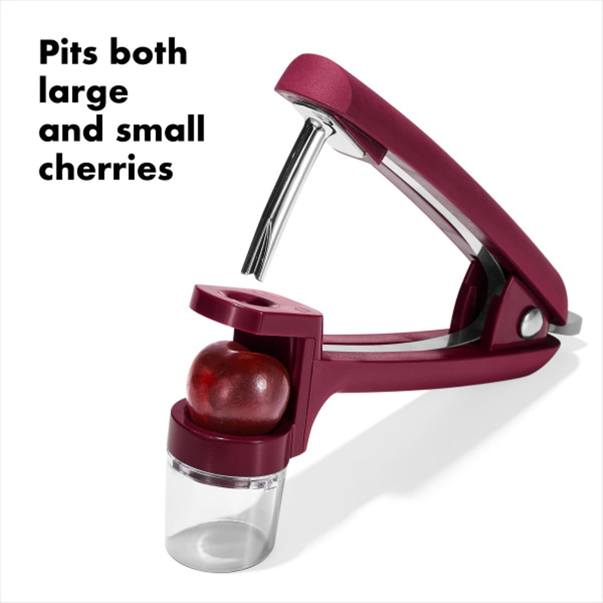 OXO Good Grips Cherry and Olive Pitter's recessed design secures small cherries.
