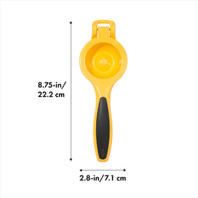 Sturdy die-cast aluminum body of the OXO Good Grips Citrus Squeezer for daily use.