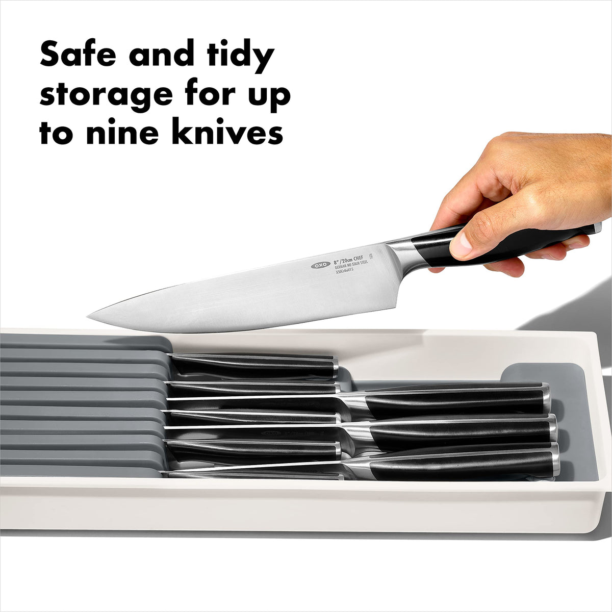 Large-knife slots offering secure, easy reach with OXO.
