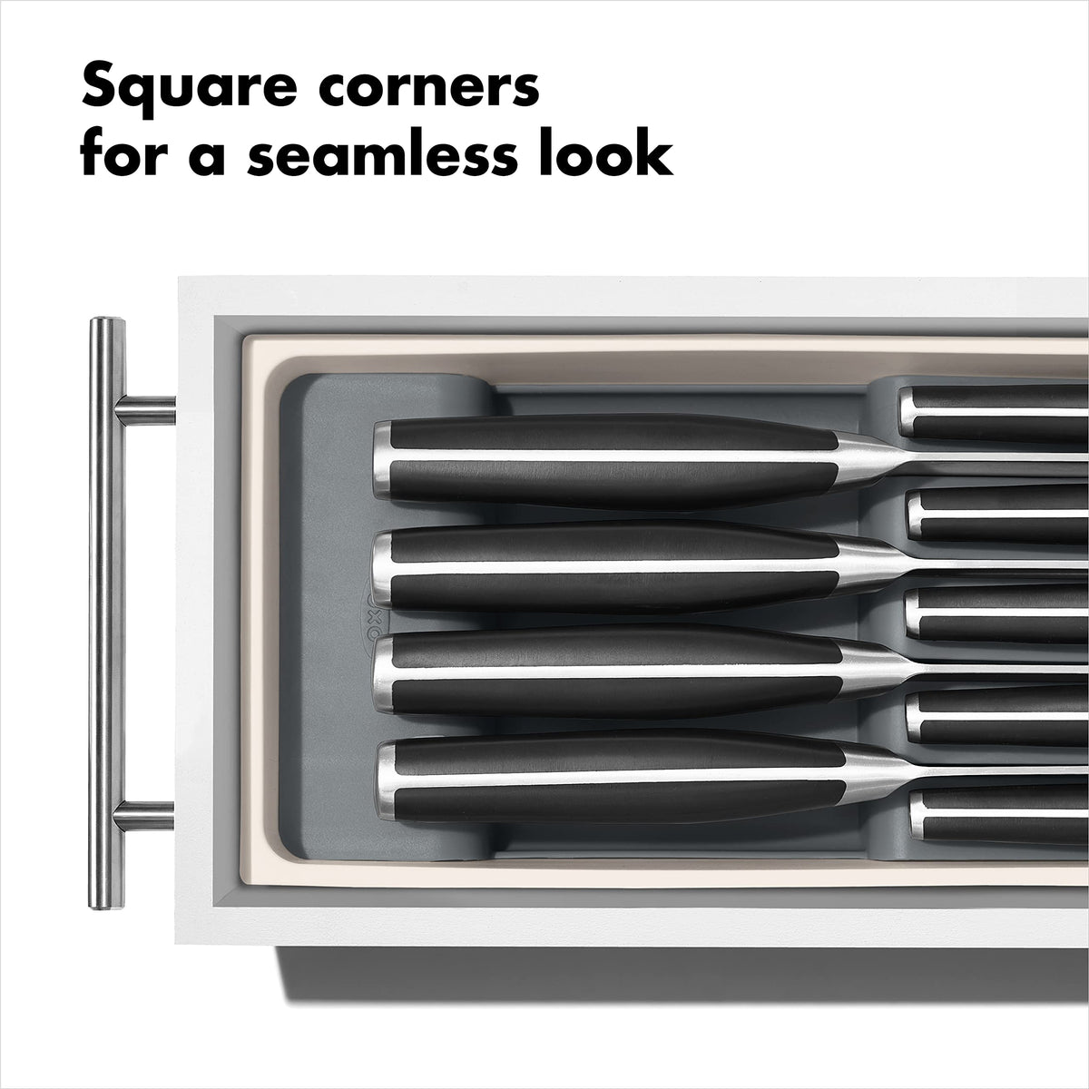 Non-slip feet keeping organizer stable during drawer use.