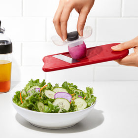 OXO Good Grips compact storage keeps surfaces and holder organized