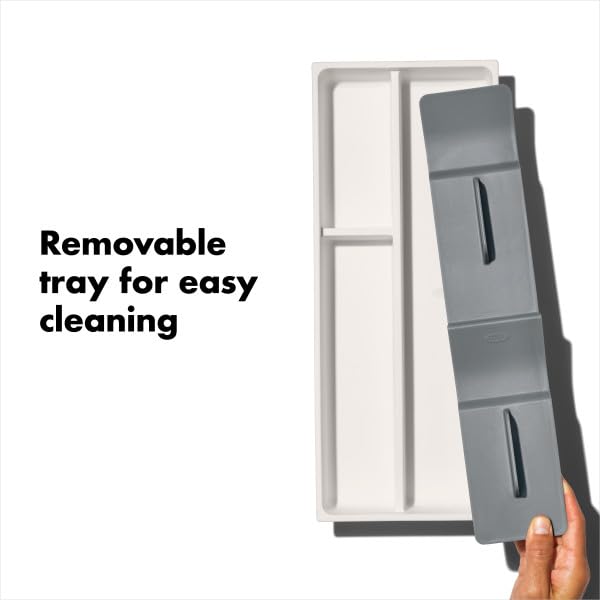 OXO Good Grips Compact Utensil Organizer in-drawer use for maximizing shallow drawers