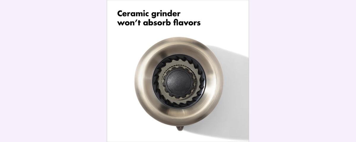 OXO Good Grips Contoured Salt Grinder clear body showing salt level