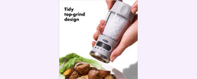 OXO Good Grips Contoured Salt Grinder top view showing grind settings