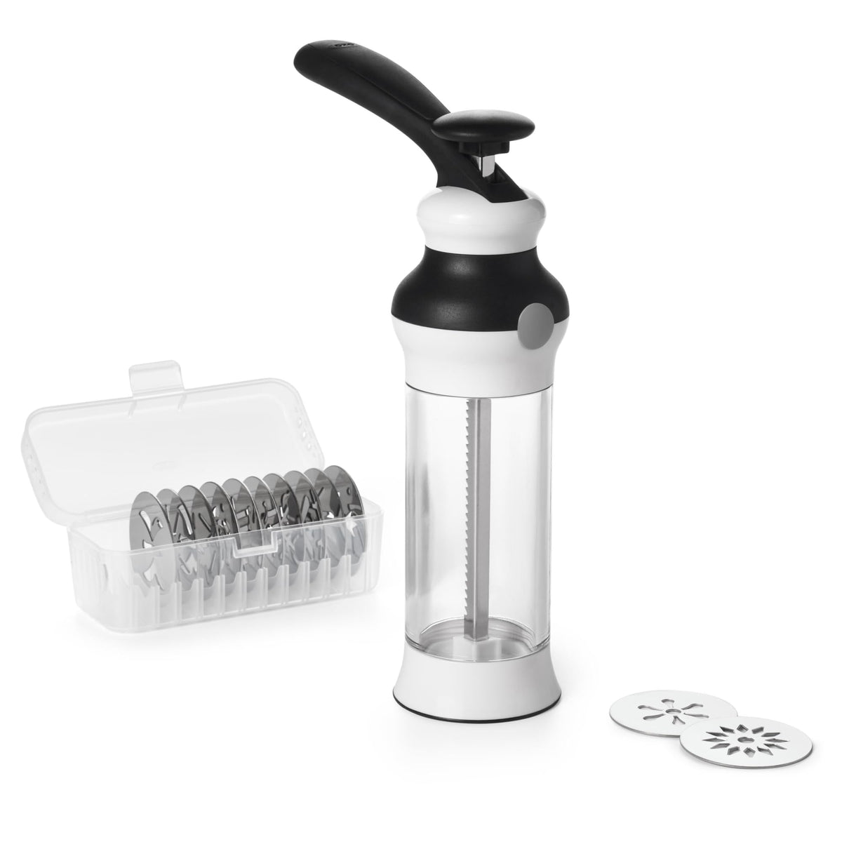 OXO Good Grips cookie press base for stable, mess-free pressing.