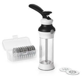 OXO Good Grips cookie press base for stable, mess-free pressing.