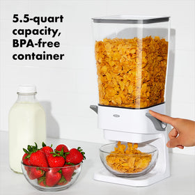 OXO Good Grips lid seal keeps cereal fresh with airtight protection.